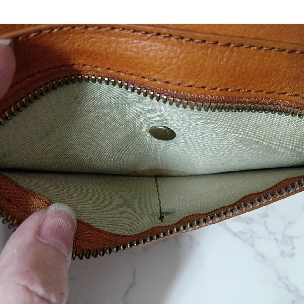 PRATESI FIRENZE Vintage Cognac Leather Wristlet Wallet - EUC